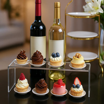 Limbeuuu 4 Pack Acrylic Risers Display Stands, Display Stands for Collectibles, Clear Acrylic Shelf for Show Decor, Toys, Cupcake (9.4 x 3.1 x 4.3 inches)
