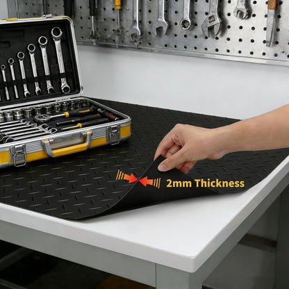 48" x 17" Work Bench Mat, Non-Slip Textured PVC Bench Pad, Enhanced 2 mm Thick Scratch-Resistant Tool Bench Liner for Woodworking, DIY, Garage & Tabletop Protection