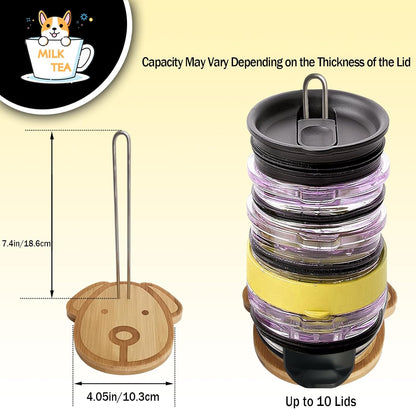 2 Packs Revolutionary Tumbler Lid Organizer - Detachable Bamboo Cup Lid Organizer for 10 Lids, Keep Kitchen Clutter-Free