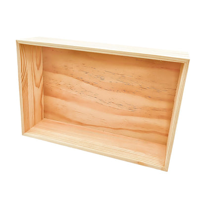 Anktily 1 Pack Unfinished Wooden Craft Storage Organiser Box, 11.8 x 7.9 x 3 inch Rectangle Wood Box, Rustic Natural Wood Container Box for Home Venue Decor