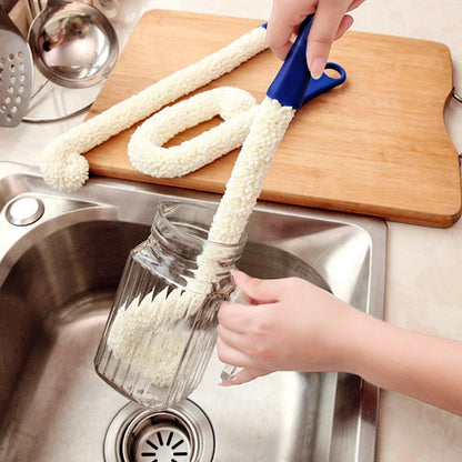KUWAN Bottle Cleaning Brush Multi-Function Household Tools Flexible Bottle Scourer for Some Decanters, Goblets, Glasses, Cups (Long 3pcs)