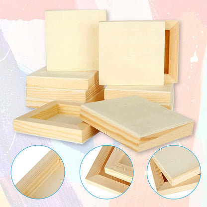 12 Pack Unfinished Wooden Canvas Board 5 x 5 inch Wood Panel Boards Square Wood Panels Blank Boards for Painting, Pouring, Burning, Arts Use with Oils, Acrylics and DIY Craft Projects
