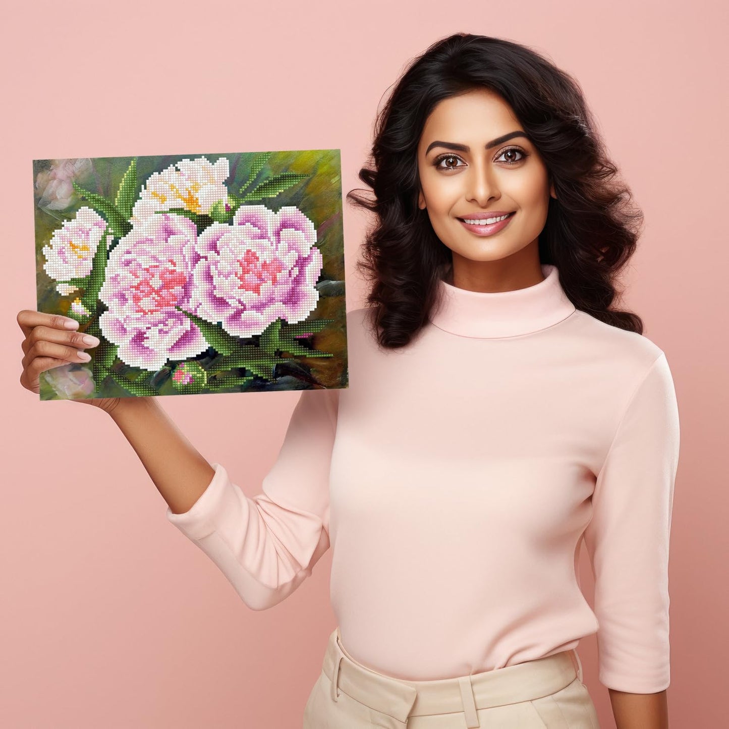 DIAMOND DOTZ Romantic Pink Peonies Diamond Painting Kits for Adults - Diamond Art Kits a Relaxing Creative Craft Kit with Dotz Gems s11x14