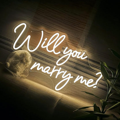 Will You Marry Me Neon Sign 25.2"×15" Warm White with Lights for Proposal Wedding Decorations Marry Me Sign for Engagement Romantic Neon Sign Wall Art for Wife (25 x 15)