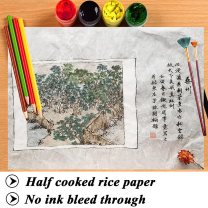 Acidea Natural Mulberry Paper Sheets, 50 Sheets 11.8 x 15.7inch Natural Fiber Rice Paper, Handmade Decoupage Paper Sheets, Art Tissue Washi Paper DIY Craft Origami for Kid Adult Gift Wrap Card Making