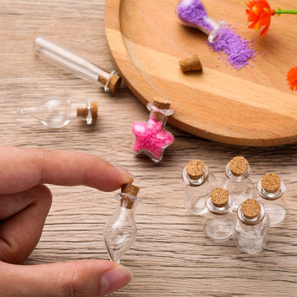 Potchen 140 Pcs Mini Glass Bottles with Cork Stoppers Tiny Wishing Potion Bottles, 14 Shapes, Small Spell Apothecary Jar Vials Witchcraft Drifting Jar for Wedding Halloween Party Arts DIY Crafts