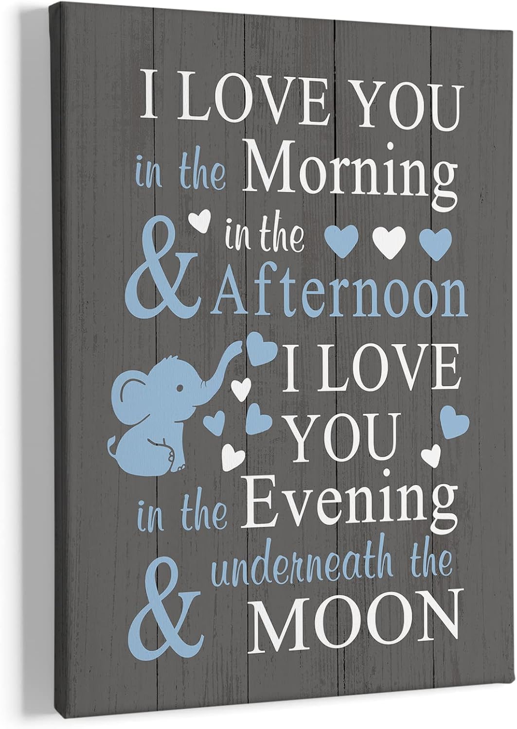 11x14 HIWX Baby Elephant Nursery Decor - I Love You In The Morning Sign Framed Canvas Painting Wall Art Decor, Elephant