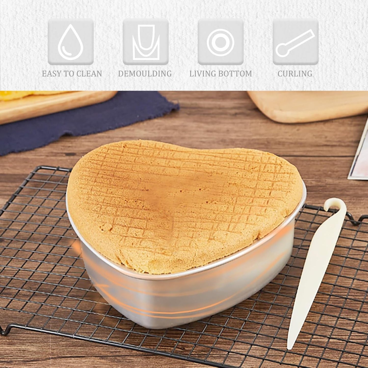 Hemoton Heart Shape Cake Pans, 8.4 Inch Aluminum Nonstick Baking Mold with Removable Bottom for Cakes and Brownies
