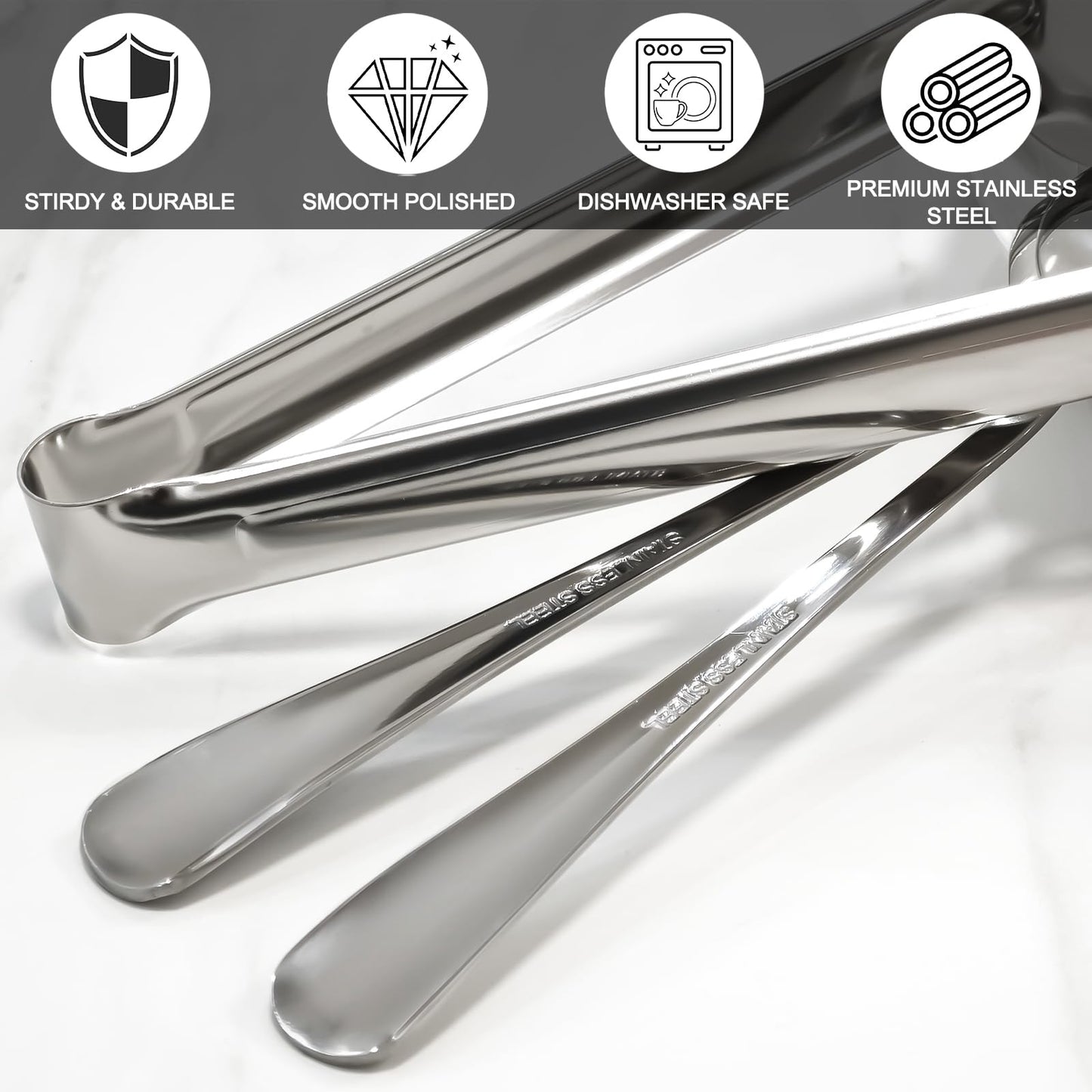 30 Pieces Stainless Steel Large Serving Utensils Set with Serving Spoons, Slotted Serving Spoons, and Serving Tongs Metal Serving Utensils for Parties Buffet Banquet