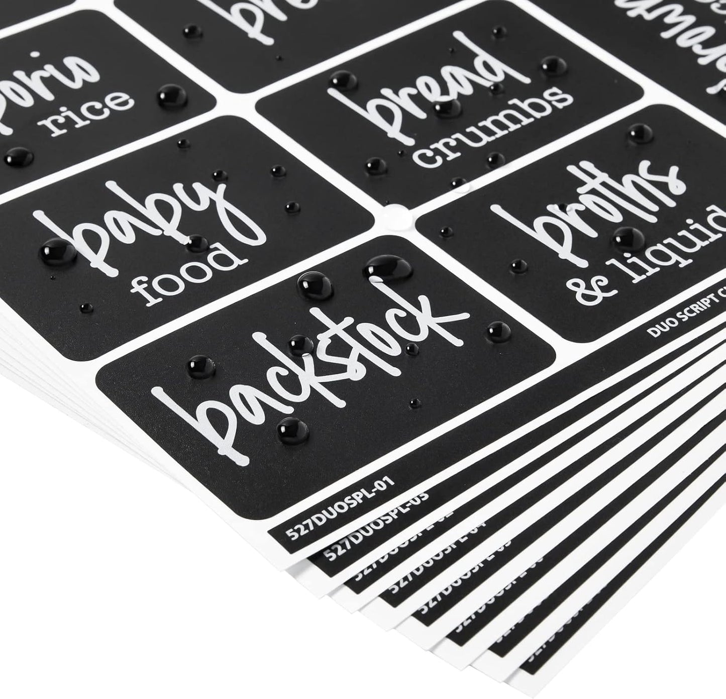 Talented Kitchen 128-Piece Chalkboard Pantry Labels for Containers - 2 x 3 in Black, Water-Resistant Preprinted White