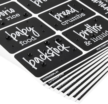 Talented Kitchen 128-Piece Chalkboard Pantry Labels for Containers - 2 x 3 in Black, Water-Resistant Preprinted White