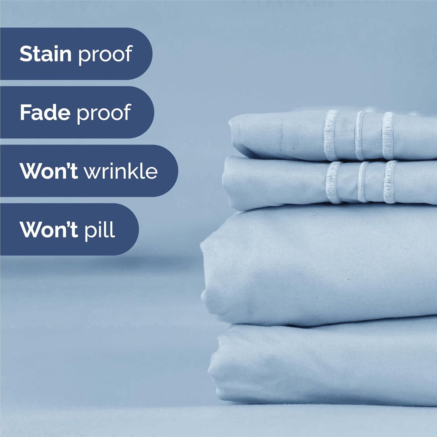 Split King Size 5-Piece Sheet Set | Comfy Cooling Bed Sheets - Luxury Hotel Quality - Deep Pockets, Soft, Wrinkle-Free - Oeko-Tex Certified - Sky Blue