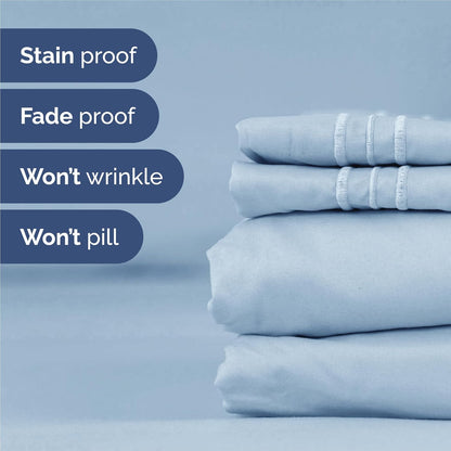 Split King Size 5-Piece Sheet Set | Comfy Cooling Bed Sheets - Luxury Hotel Quality - Deep Pockets, Soft, Wrinkle-Free - Oeko-Tex Certified - Sky Blue