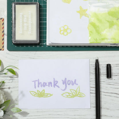 LemonSecret 4 Pcs Emboss It Kit Included 2 Clear Embossing Ink Pad 2 Embossing Pen White Stamp Ink Pad Emboss Kit for Paper Scrapbooking Crafts