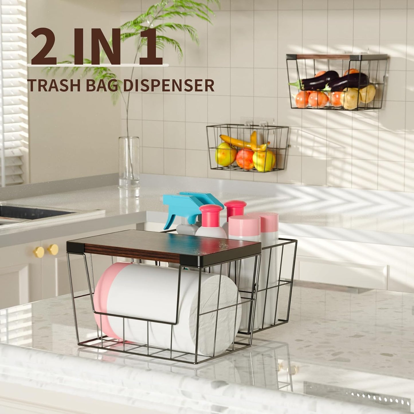 OZRVYNDAREL 2-Pack 4-13 Garlic(11-7/32"L*7" W*7-1/8"H) Pantry Organizers and Storage, Trash Bag Holder Under Sink