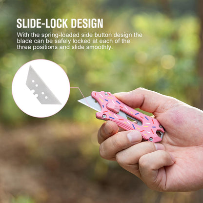 OKNIFE Otacle EDC Retractable Utility Knife, Box Opener Razor Knife, Multifunctional Tool with Belt Cutter, Bottle Opener, Hex Wrench and 6.35 mm Slotted Screwdriver(Doughnut)