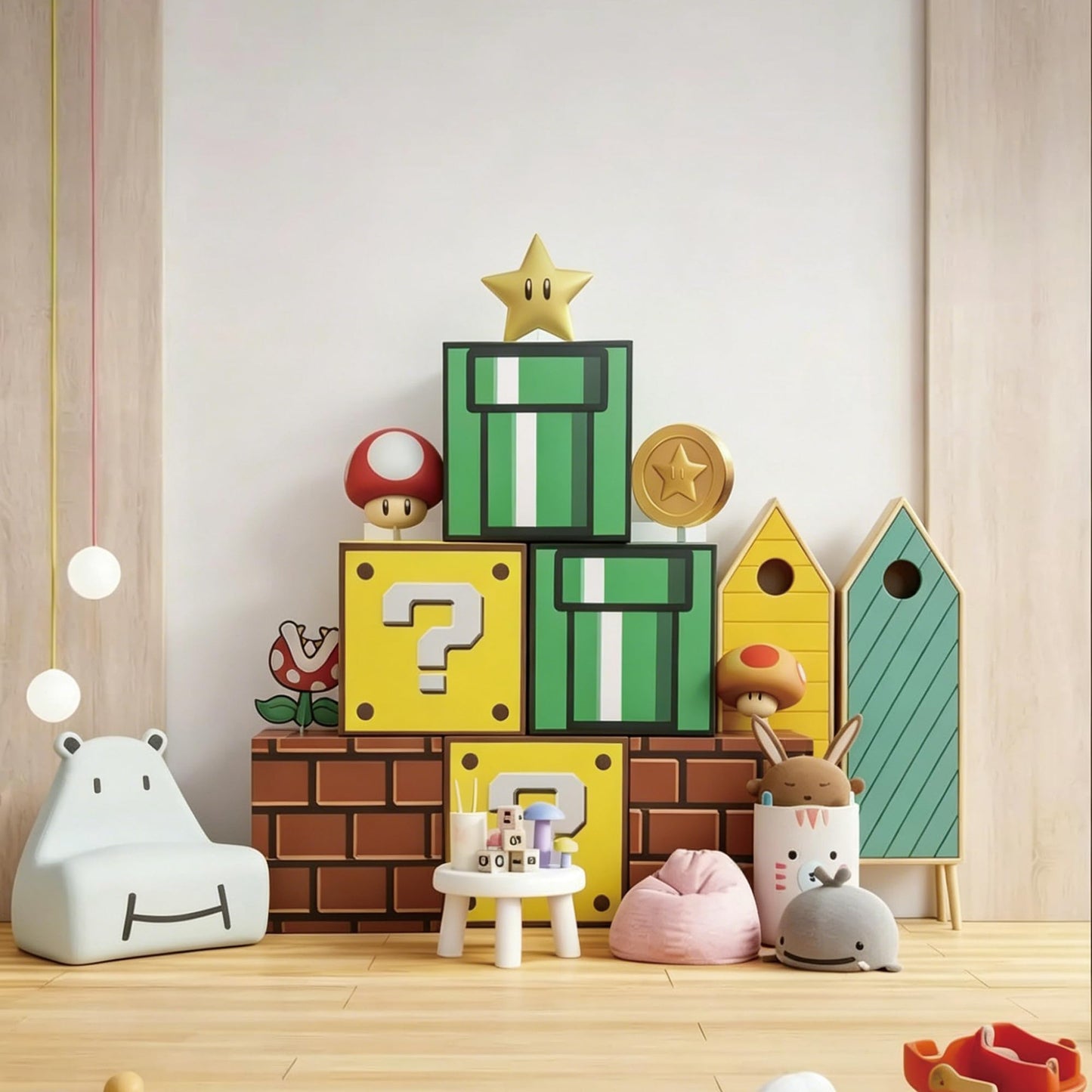 Cuteiush 6PCS Big Party Boxes with 6 Centerpieces, Question Brick Pipe Boxes for Birthday, Christmas, Halloween, Game Party & Classroom Favors (11.8 x 11.8 Inch)