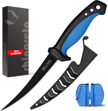 G4116 5 Inch Rhinoreto Fillet Knife for Fish - Razor Sharp German Stainless Steel Blade, Professional Filleting