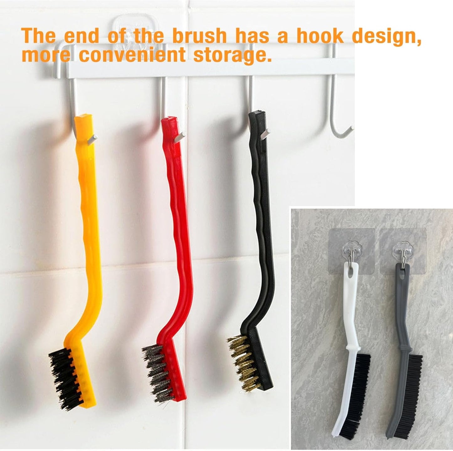 Kitchen Stove Gap Cleaning Brush Set, Hard-Bristled Nylon Scrub Brushes for Grease Grime (5 Pcs)