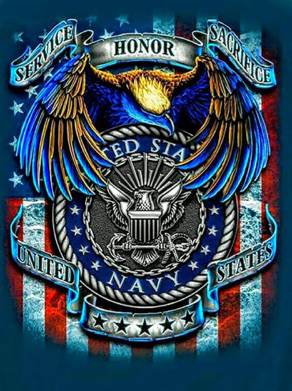 DIYPAINTING 5D DIY Diamond Art Painting Navy Flag 16X20 inches Full Round Drill Rhinestone Embroidery for Wall Decoration