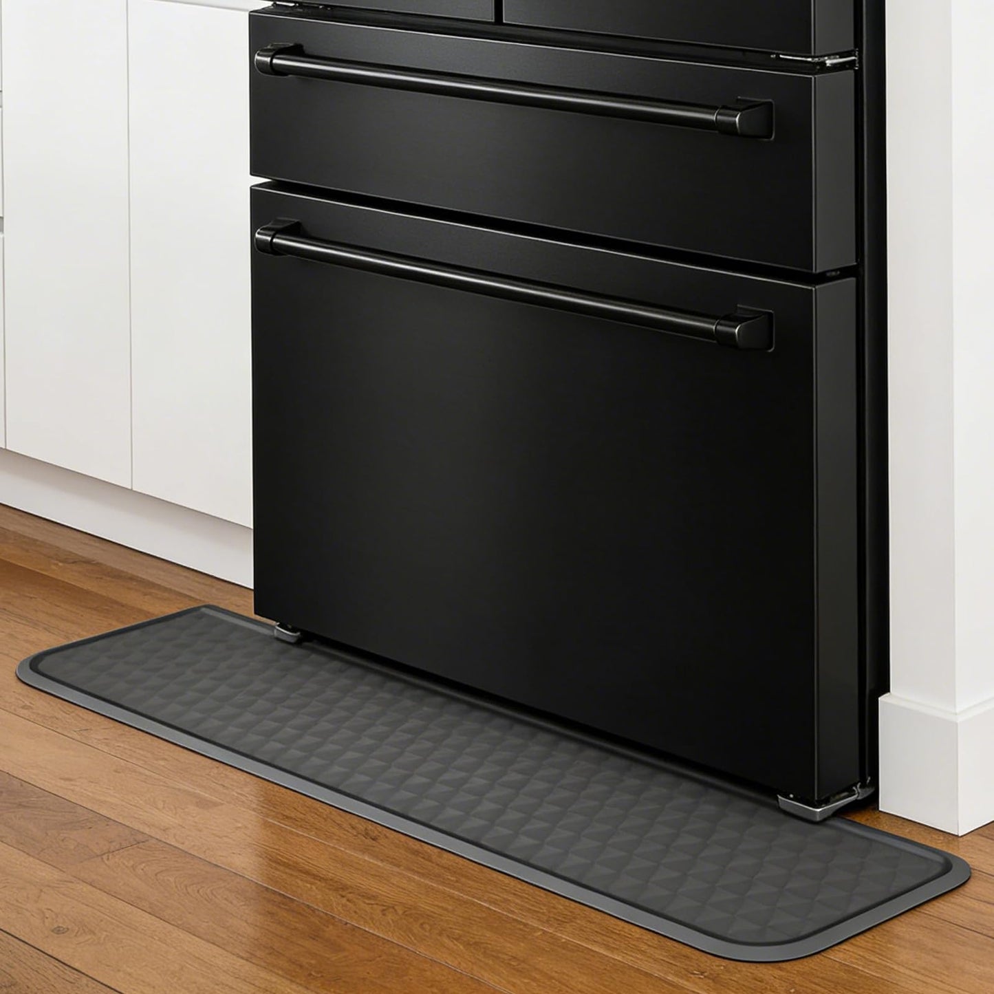 Refrigerator Floor Mat, Decent Silicone Mat in Front of Fridge, Appliance Floor Mat with Lip for Leak Catch and Floor Protect, Drip Tray for Fridge & Water Dispenser & Dishwasher - 37.4"x8.5", Grey