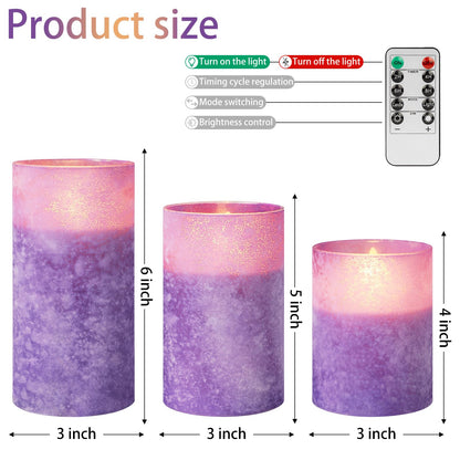 Mingfuxin Purple Flameless Candle with Remote, Battery Operated Led Candles with Timer for Home Fireplace Halloween Decorations