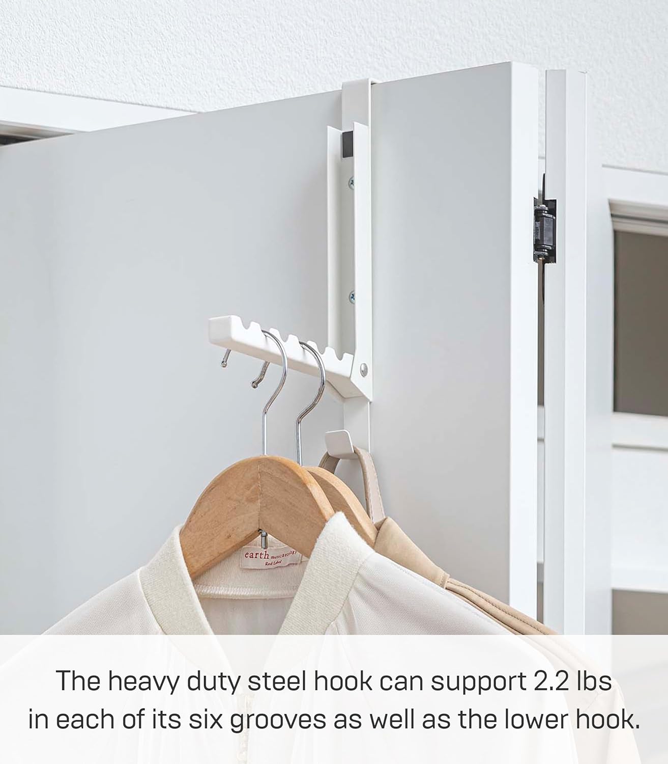 Smart Over The Door Coat Hook Organizer, 2-Hook Collapsible Rack for Entryway or Bedroom Closet - Steel
