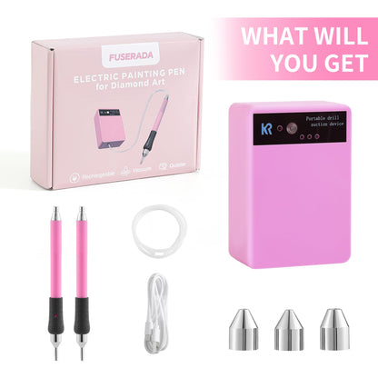 8PCS Electric Diamond Art Painting Pen Tool Set, Cordless Diamond Art Pens USB Rechargeable, Vacuum Diamond Art Kit with 4 Pen Tips for Diamond Beads 2.5mm-6.5mm, Mother's Day Gifted
