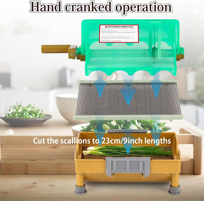 Moongiantgo Commercial Hand Scallion Cutter Green Onion Chopper Shredder Slicer, Stainless Steel Blade, Make 3MM Chopped Scallions/Green Onions/Spring Onions/Leeks/Cilantro/Garlic (Hand Crank)