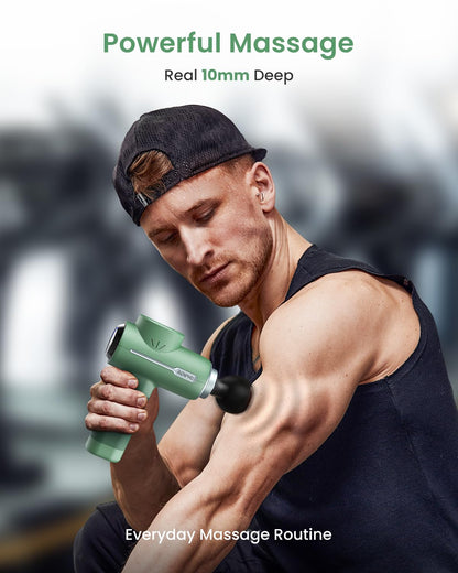 RENPHO Massage Gun Deep Tissue, Portable Percussion Massager for Back and Neck, Gifts for Men and Women, Handheld Device with Carry Case, Active Green