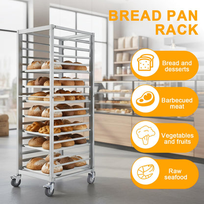 18-Tier Half & Full Sheet Bun Pan Rack - Bread Bakers Rack for Commercial Kitchen, Rolling Baking Cart with Brake Wheels, 24" L x 18.3" W x 70.3" H
