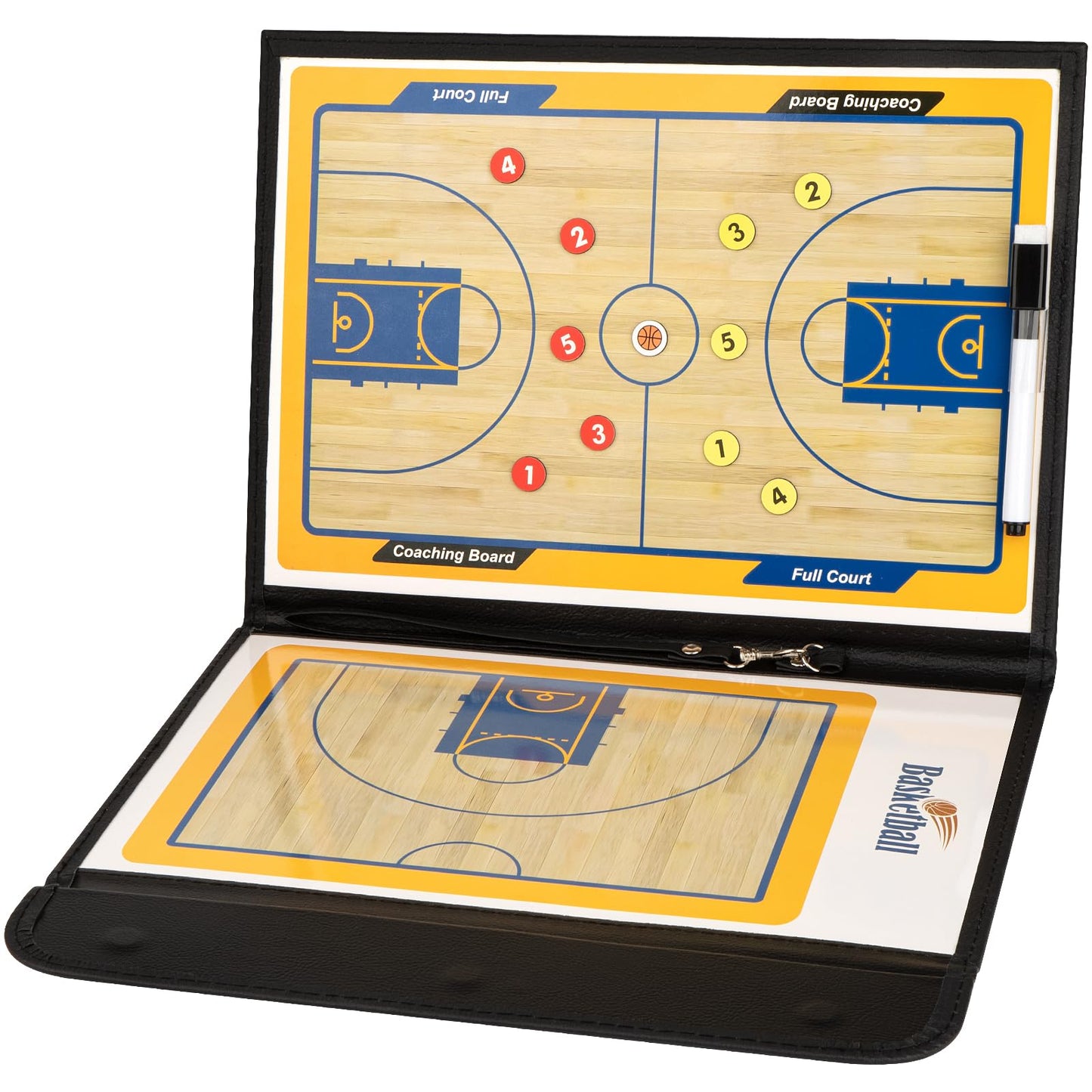 Foldable Basketball Coaching Board, Magnetic Tactics Clipboard with Dry Erase Marker and Magnetic Markers, Portable Lightweight Strategy Board for Coaches Training and Matches, Great Gift for Coach