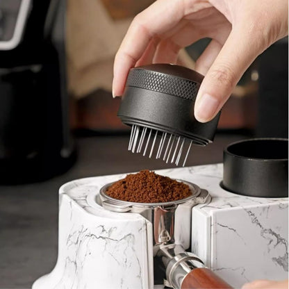 Coffee Needle Distributor, 21 Needles Coffee Cloth Powder Stirrer with Base and Stainless Steel Needle for Cafes and