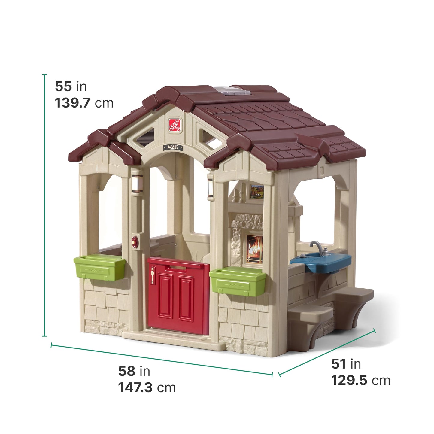 Step2 Charming Cottage Kids Playhouse, Indoor and Outdoor Clubhouse Playset, Interactive Sounds, Toddlers 2+ Years Old, Easy to Assemble