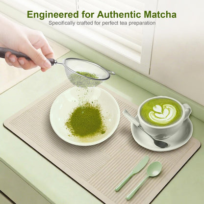 Suhfuib Matcha Sifter - Precision 30-Mesh Stainless Steel Fine Powder Strainer, Wooden Handle, 3-Inch Small Metal Sieve for Tea Ceremony & Cocoa, Hand Wash Recommended