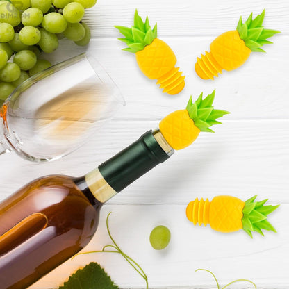 4Pcs Wine Stoppers for Bottles, Pineapple Silicone Caps, Reusable Wine Bottle Sealer, Funny Wine Stopper