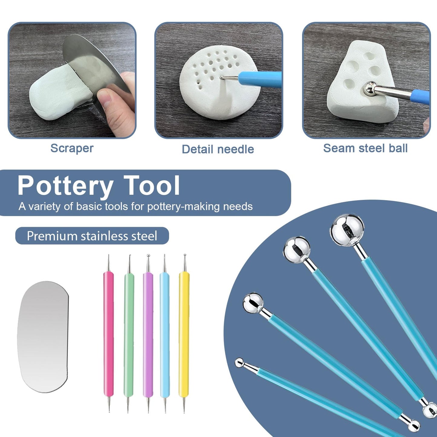 1DFAUL 29PCS Air Dry Clay Glaze with Sculpting Tools Kit, Clay Varnish Sealant for High Luster, Scratch Resistant, Waterproof, Pottery Tool kit for Sculpting, Modeling, Shaping (Gloss)