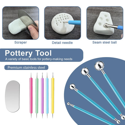 1DFAUL 29PCS Air Dry Clay Glaze with Sculpting Tools Kit, Clay Varnish Sealant for High Luster, Scratch Resistant, Waterproof, Pottery Tool kit for Sculpting, Modeling, Shaping (Gloss)