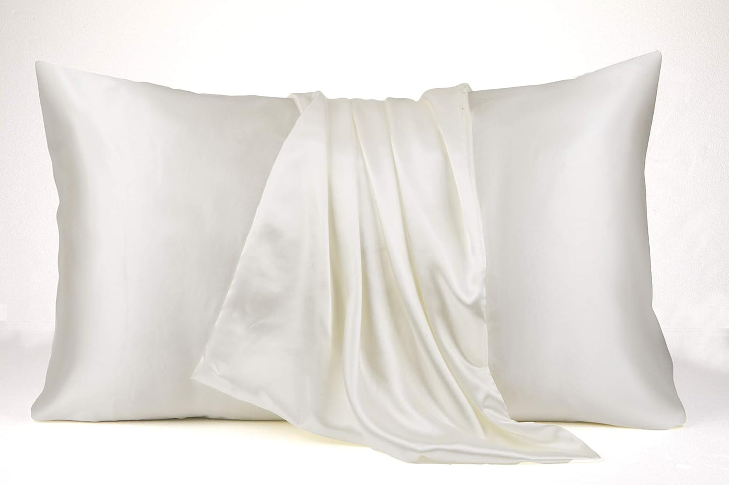 Lanest Satin-Silk Pillowcase Queen, White, Breathable, Super Soft, Cooling for Hair and Skin