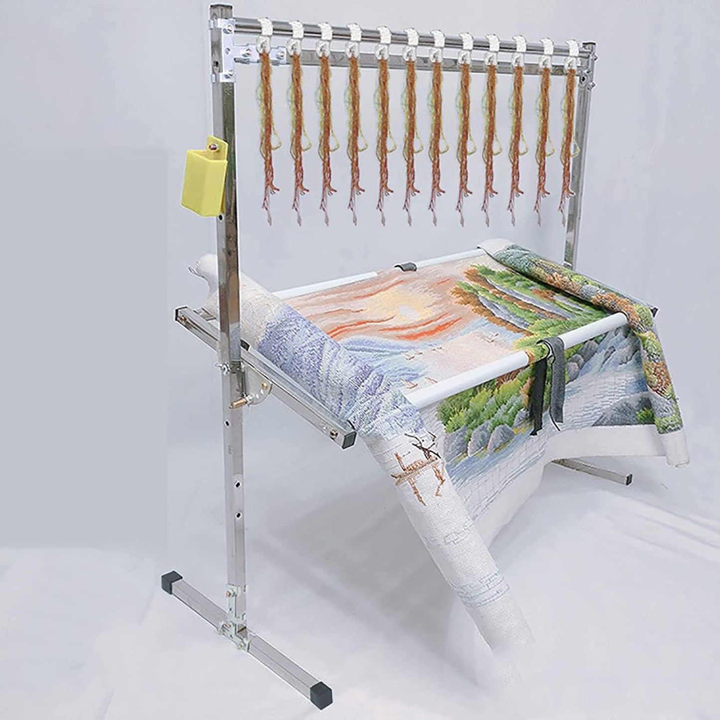 Adjustable Embroidery Stand with Pulley, Cross Stitch Frame for Needlework, Height-Adjustable Craft Lap Table, Ideal for Sewing and Art Projects