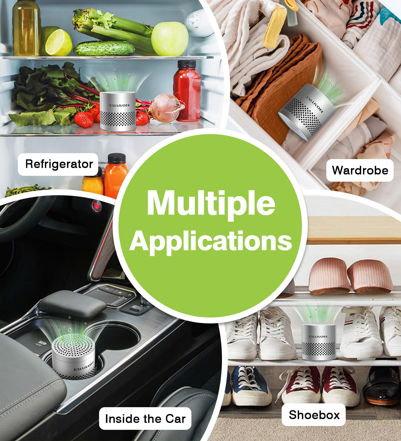 Fridge Deodorizer, Lasts 10 Years, Odor Eliminator, Bamboo Charcoal Air Purifying Bag, Silver