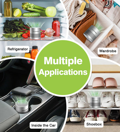Fridge Deodorizer, Lasts 10 Years, Odor Eliminator, Bamboo Charcoal Air Purifying Bag, Silver