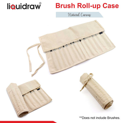 Liquidraw 30 Pocket Canvas Paint Brush Holder - Natural | 21" x 18" | Roll Up Brush Storage Pouch | Ideal Case for Paintbrush & Art Tool Storage | Easy to Carry | Also Great for Storing Makeup Brushes