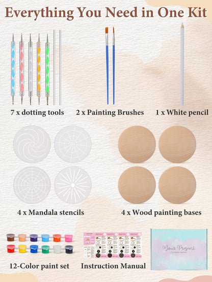 Beeplove Relaxing Crafts for Adults - Gifts for Women Mom Daughter Sister Friend Co-Worker, Beginner Friendly Mandala Rock Painting Kit with Stencils Dotting Tools