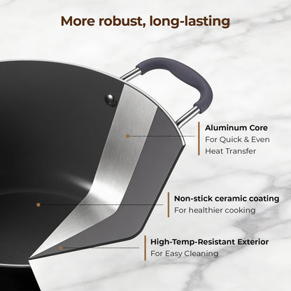 10 Quart Nonstick Stock Pot with Lid, Ceramic Soup Pot with Lid, Induction Cooking Pot with Silicone Handle for All Stoves, Healthy Non-toxic Cooking Pot for Stew/Pasta, PFAS & PFOA Free