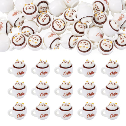 Magibeads 35Pcs Cat Coffee Cup Mini Ornaments Resin Cup Miniatures 3D Model Micro Landscape Dollhouse Decorations Fake Mugs Drink Food Cute Table Desk House Decor Party Supplies 17.5x23x19mm
