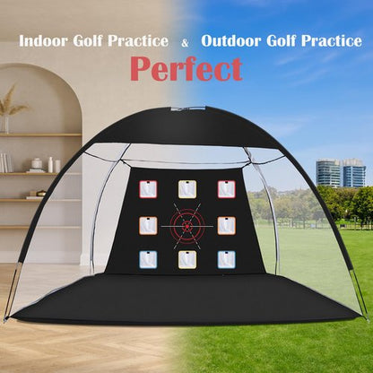 Golf Net, 10 x 7ft Golf Practice Net with Mat for Backyard, Upgraded 420D Oxford Cloth,210G Net for Hitting,Driving for Indoor&Outdoorr