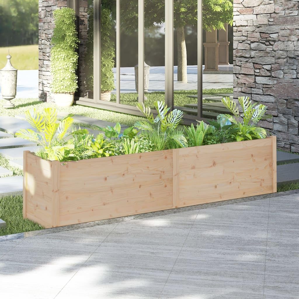 Mhdvray 78.7"x19.7"x19.7" Solid Pinewood Raised Planter Large Rustic Raised Garden Bed Box Natural Oil Finish for Patio Balcony Flower Vegetables Outdoor