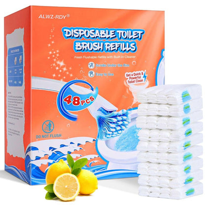 ALWZ-RDY Toilet Cleaner Refill Pads 48ct Disposable Scrubber Refill Fresh Bowl Pads for Bathroom, Lemon Scent
