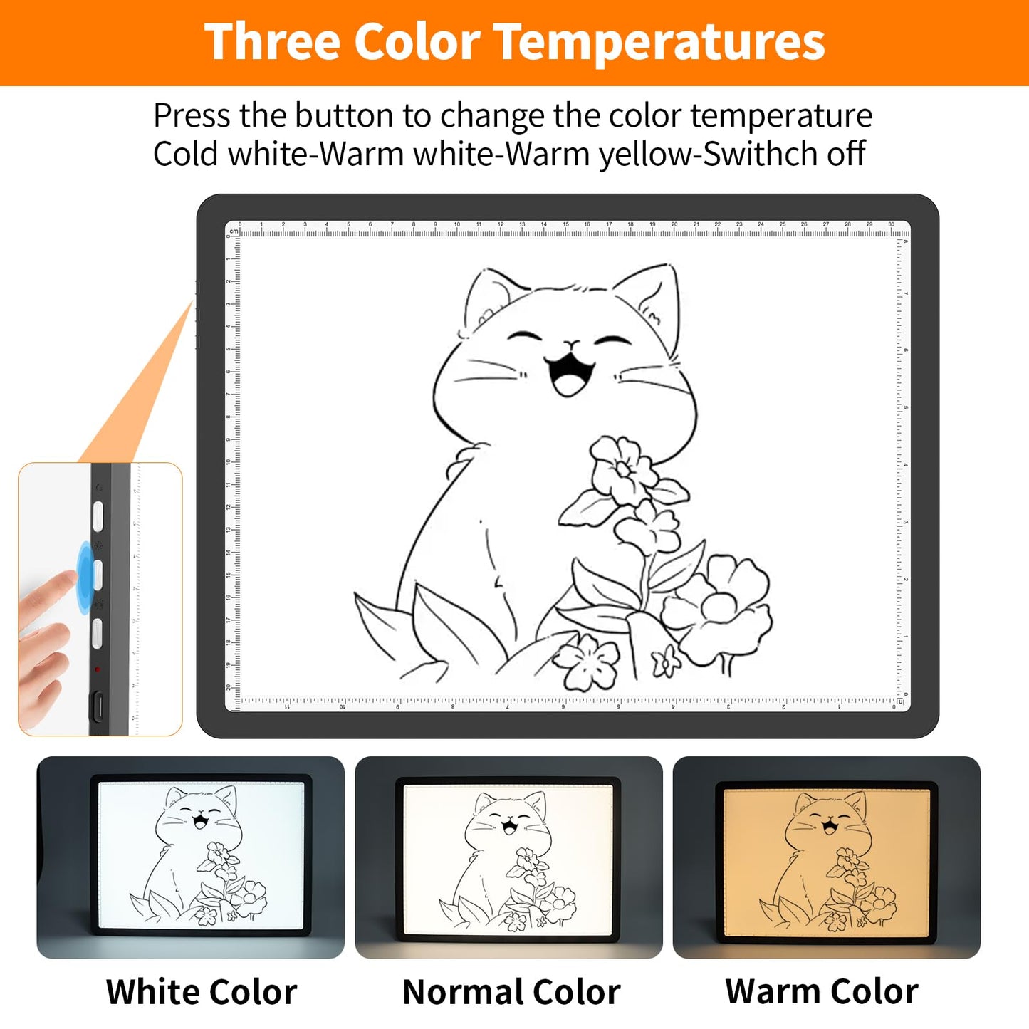 Elice Magnetic A4 Light Board for Diamond Painting, Ultra-Thin Tracing LED Light Box with Side Buttons, Super Bright Diamond Art Light Pad, Light Table for Drawing, Sketching, Weeding Vinyl - Black